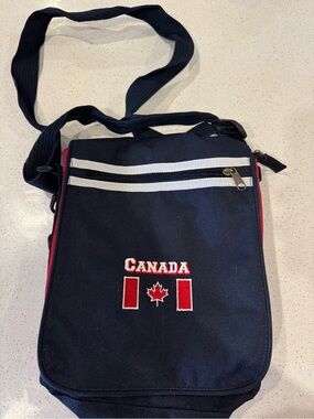 Canada Embroidered Navy Crossbody Bag - Travel Shoulder Bag